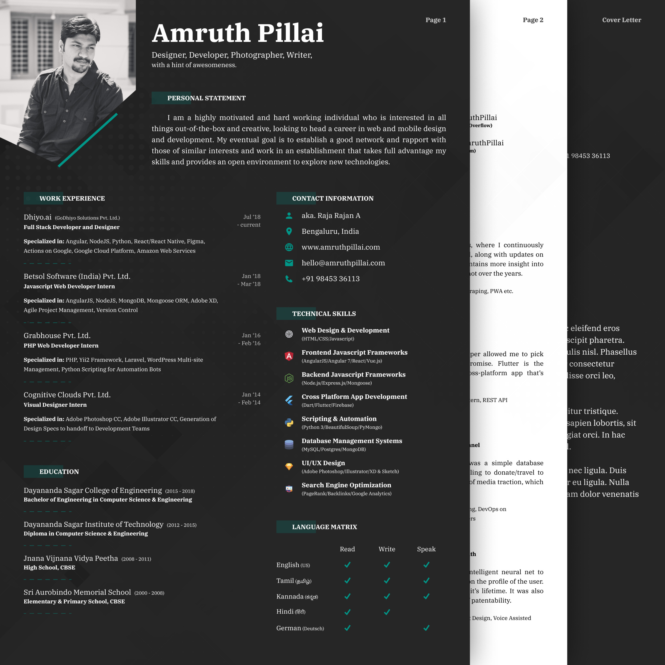 Revamped Resume (Dark Mode)