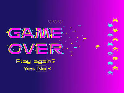 Game Over. dribbble game game design game over glitch glitchy illustration illustration art illustration design illustration digital pixel retro retro design retro font retro game retro gaming space invader space invaders