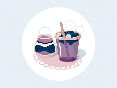 Berry deserts bar berries berry desert design flat icon illustration juice menu pattern vector