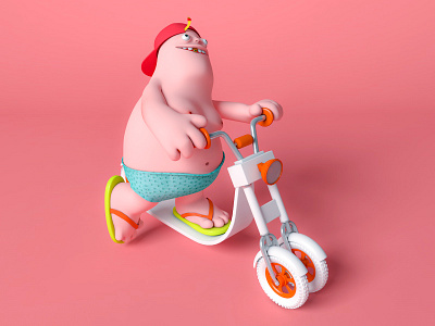A scooter man 3d 3d art c4d characterdesign cinema4d ip scooter
