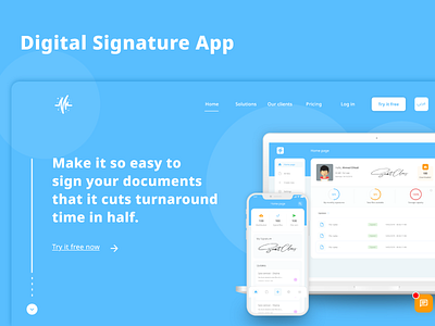 Digital Signature App app awsome design blue bundles client creative dashboad faq font homepage modern signature ui user interface ux ux design web webdesign