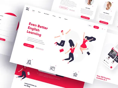 Studify - a platform for learning English adobexd app course design english languages lessons school teacher template ui vector webdesign