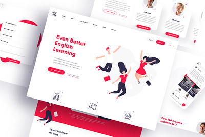 Studify - a platform for learning English adobexd app course design english languages lessons school teacher template ui vector webdesign