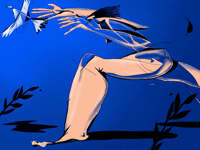 Trying to catch the Dove of Peace 2d blue character composition dark dove greece greek illustration ipad pro peace peaceful procreate