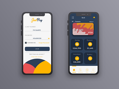 Justpay app-simulation BLACK app design logo ui ui design ux vector