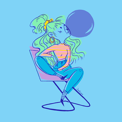 Vintage babe 80s character characterdesign design fluo illustration illustrator pastel photoshop project ps upa vintage