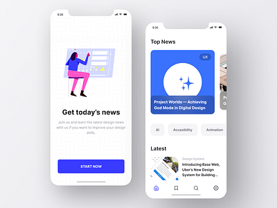 News App Daily UI Challenge app application branding design icon illustration minimal typography ui ux white