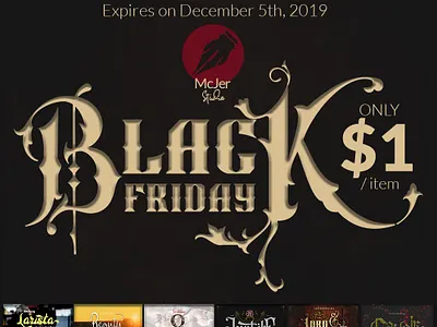 BLACK FRIDAY $1 awesome logo beauty blackfriday2019 blackletter branding design font fontbundles script typography vintage logo