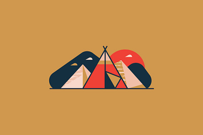 Tipi camping geometric illustration landscape nature teepee tent