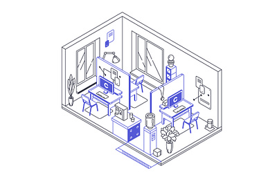 office room 2d art creative design drawing fineart illust illustration isometric painting vector