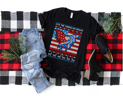 Live The American Dream awesomet shirt christmas2019 christmascountdown christmasparty christmastypography happyholidays illustration merrychristmas santaclaus uglysweater