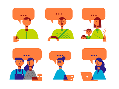 talking characters flat flat design ilustration interview minimal simple talking vector