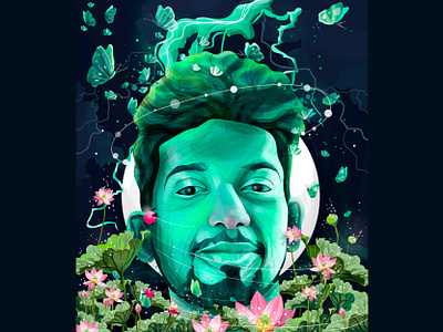 The saintly celebrity who meditates through his illustrations creative dreem green hiwow illustratio illustration instagram design muhamed sajid nature vector