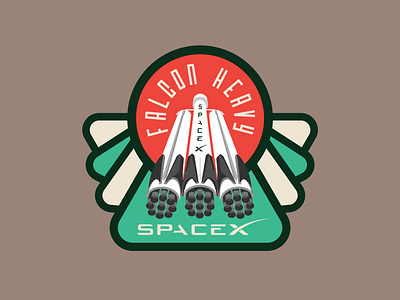 Space Mission Patch: Falcon Heavy aerospace branding illustration logo design logotype patch rocket rocketship space spaceship spacex