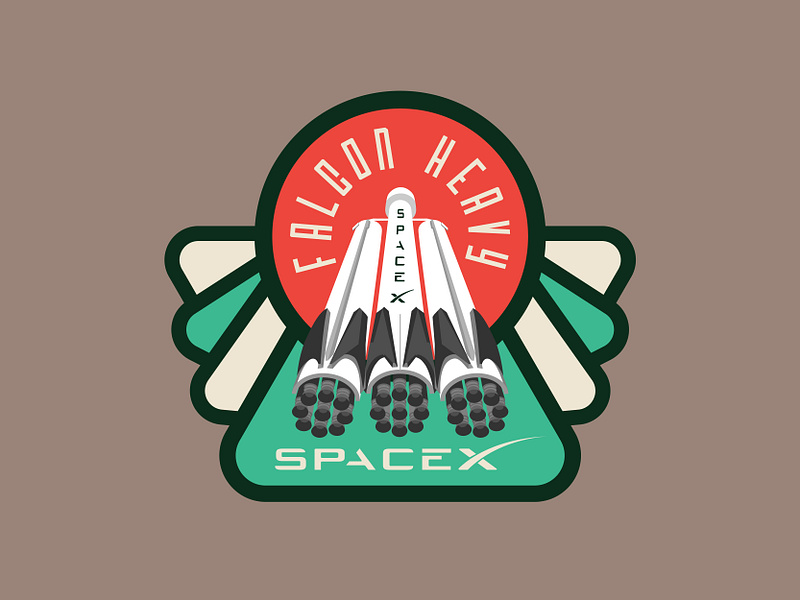 Space Mission Patch: Falcon Heavy aerospace branding illustration logo design logotype patch rocket rocketship space spaceship spacex