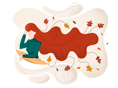 Feel Autumn | Illustration art artwork autumn autumn leaves character character design color design digital digital art drawing fall flat girl grain graphic graphic design illustration illustrator vector