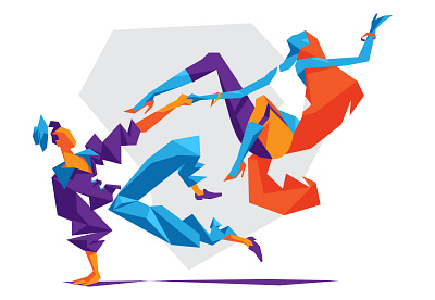 Street Dancers couple crystal dance dancers dynamic elegance energy grace hurca illustration music polygons pose street dance tango vector wow