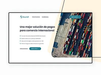 Mundi commerce espagnol export import landing page landing page ui landingpage trade webdesign website