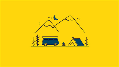 Camping time - Line art adobe illustrator colours flat flat design icon illustration line lineart ui vector