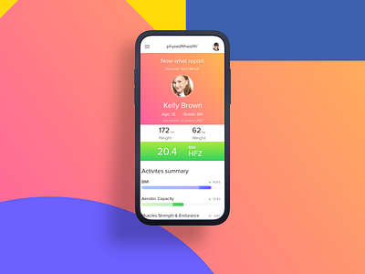 Physed Health dashboard fitness mobile report