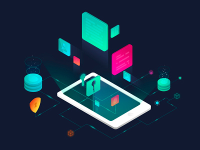 Cyber Security | Isometric illustration blue color concept cyber dark data design digital digital art icon illustration illustrator isometric mobile security ui ux vector web