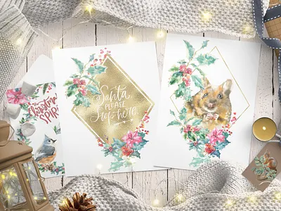 Christmas Watercolor Woodland Story by Catherine Wheel 2020 animal bird card christmas christmas watercolor forest graphics illustration merry christmas mouse new year pattern rat retro squirrel vintage watercolor winter woodland
