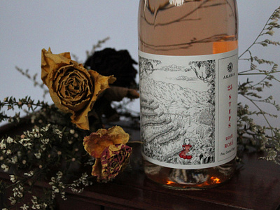 Akarua 25 Steps Wine Label alice in wonderland foliage hand drawn illustration ink inking landscape packaging packaging design wine wine bottle wine label