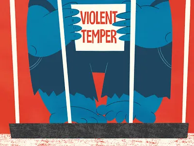 Violet temper 50s cartoon drawing editorial illustration fun illustration onga