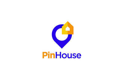 Pin House Logo aplications app architecture business home house internet location logo map modern pin property real estate rent spot technology travel vector web