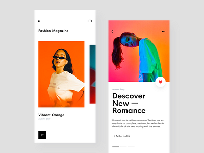 Magazine ui mobile app card design flat layout magazine slide ui