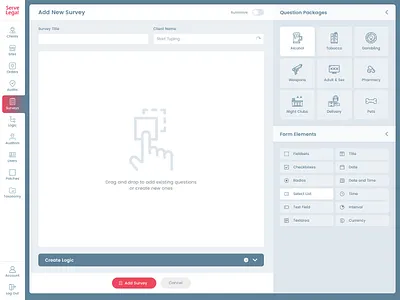 Add Survey (Form Builder) admin control panel dashboad form builder forms survey ui design webdesign