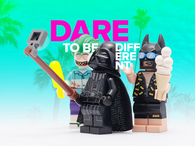 Dare To Be Different aqua batman blue darth vader different green humor humour ice cream joker losangeles magenta palm trees selfie star wars tropical