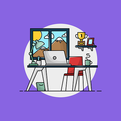 Home Office design desk home home office house icon illustration office ui ux vector vector art