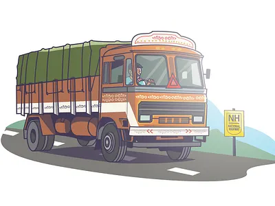 truck driver app automobile bosch explainer video farmer india indian persona road track art truck driver