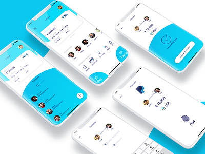 Paypal redesign blu white blue contacts dashboard ui fingerprint googlepay icons mobileapp paying payment paypal paytm recentpay search topup ui uiux ux uxdesign