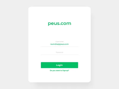 Peus.com Login branding button card green icons input field landing page login login page password signup ui design uiux design username visual design