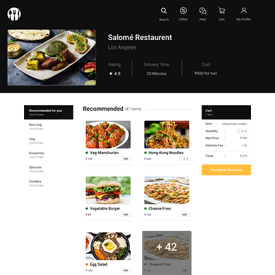 Food Application cart design food food app icon illustration restaurant typography ui ux web