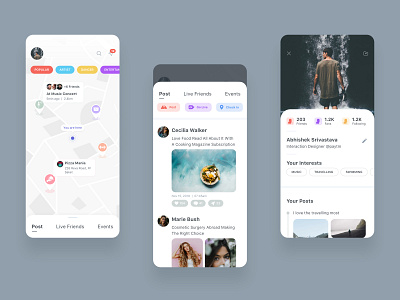 Social Interaction App app app design card design interaction mnimalist social app ui uiux ux