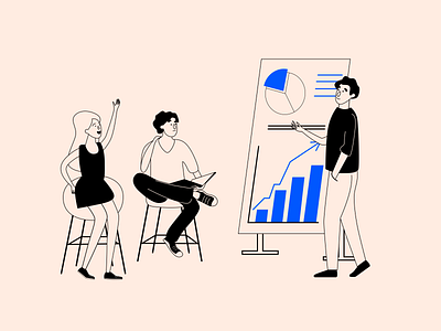 ITG - Presentation chart composition conversation flat graph growth illustration illustrations illustrator itg learning people present presentation studing vector woman work