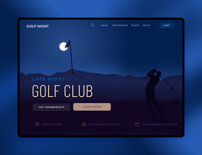 Website UI design for golf club art branding design golf illustraion night ui ux web website