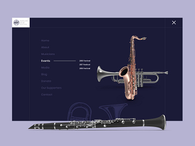Maryland Wind Festival Menu Navigation concept design grid hover interface menu musician promo ui ux web website