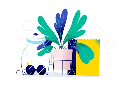 Plants character character design flat glasses icon illustration plant plants shapes texture vector