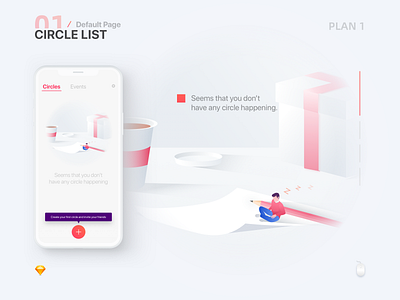 Default Page circle list design illustrations interfaces