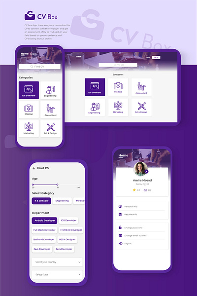 CV Box app app app design application category cv job mobile mobile ui mobile ui design product design uidesign uiux uxdesign