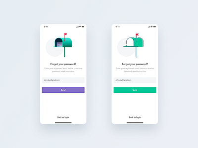 Forgot password screen application design flat design green illustraion mobile ui ux white