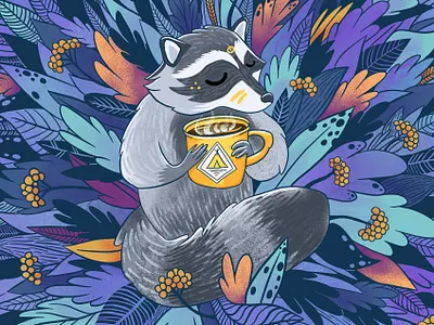 Raccoon 2d animal art character doodle illustration procreate