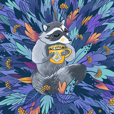 Raccoon 2d animal art character doodle illustration procreate