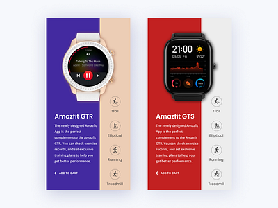 product show amazfit animation app cards design dribbble best shot illustration smartwatch ui ux watch website