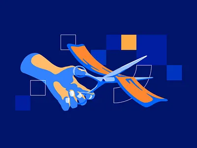 Opening illustration branding design hand illustration new look opening pattern scissors vector