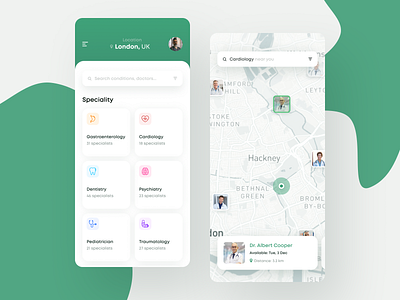 Find your Doctor App app clean clinic clinics design doctor doctor app doctors health health app healthcare hospital ios mobile ui white